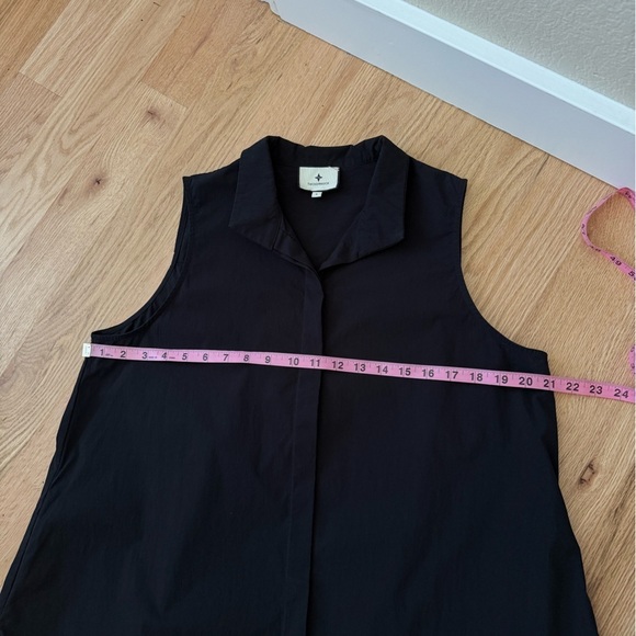 Tuckernuck Black Sleeveless Charlie Shirt Dress Button Front Stretch Size Large - Picture 9 of 15